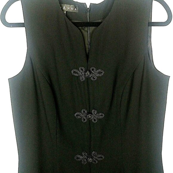 Sleek Edgy Chic Black Dress Vintage Size 14 Minimalist Dark Academia Elegant Fem - Picture 2 of 9